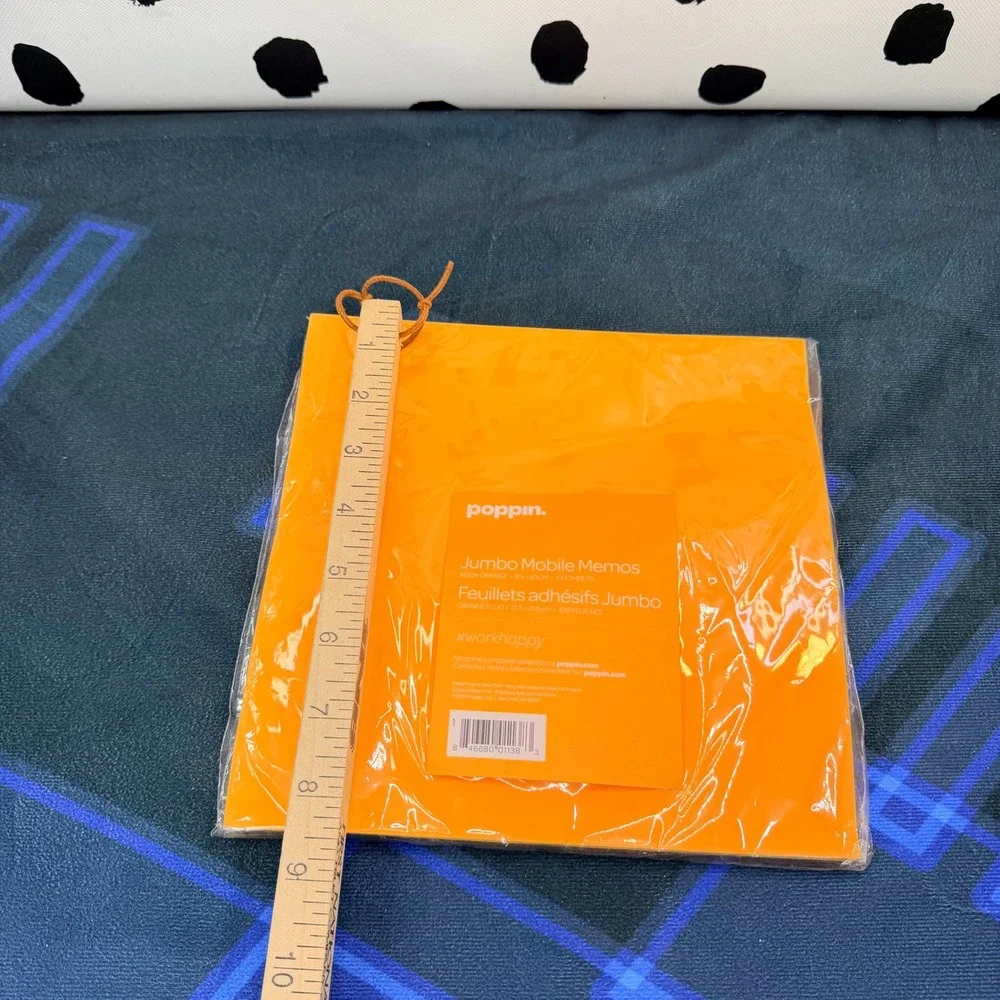 Poppin Jumbo Mobile Memos Neon Orange Sticky Notes Pad 8.5x8.5 100 Sheets NIP
